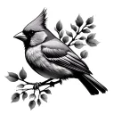 cardinal bird, minimal clean lines tattoo design idea