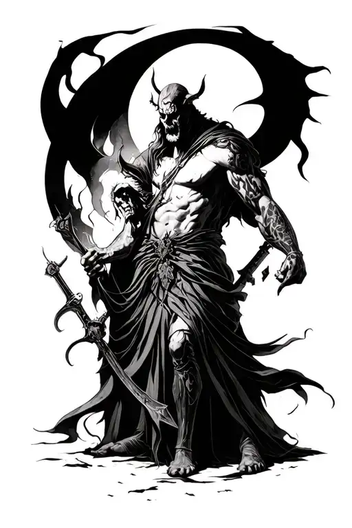 zues, hades & posideon creating war tattoo design idea