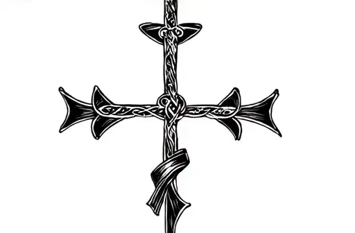"Irish cross with ribbon " tattoo design idea