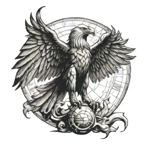 atlas from mythology but framed in the talon of an eagle tattoo design idea