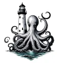 Octopus Lighthouse tattoo design idea