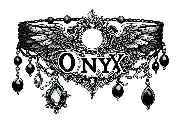 the name Onyx bracelet angel tattoo design idea