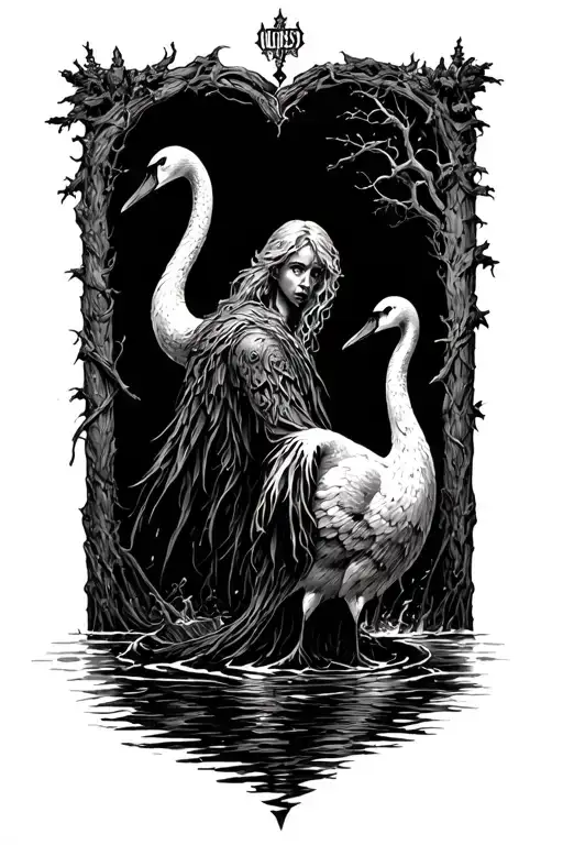 children of lir fionn mac cumhaill story dark and creepy  tattoo design idea
