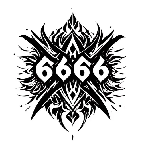 666 number tattoo design idea