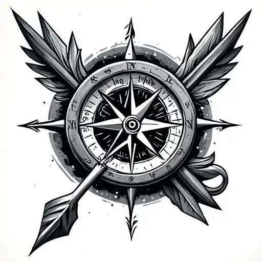 arrow compass in a bracer tattoo design idea