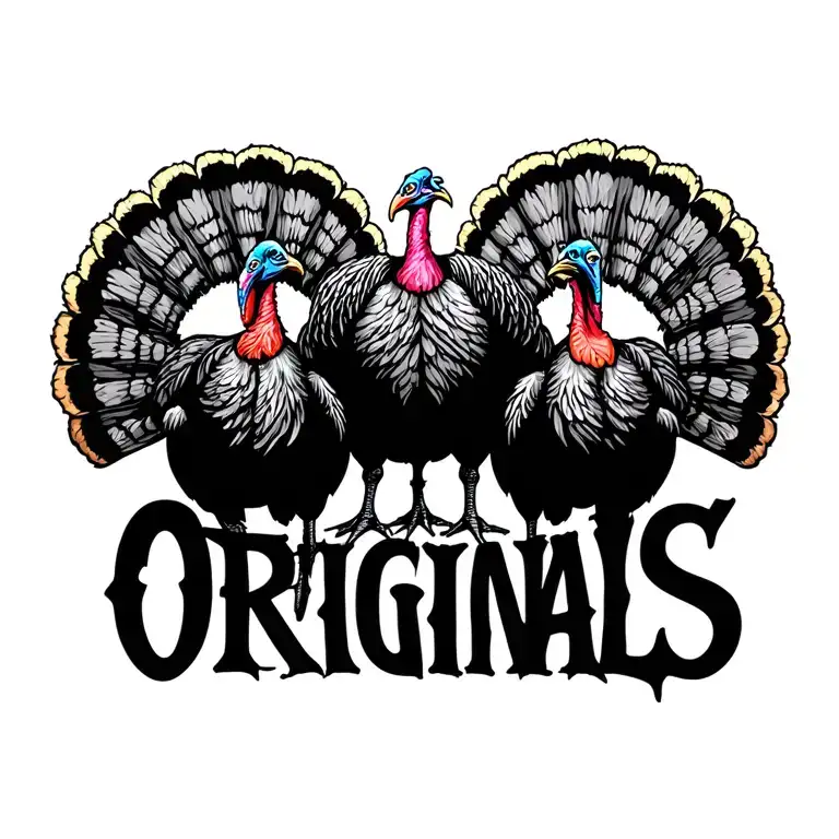 "The Originals" "The Originals" Three Wild Turkeys standing next to each other side tattoo design idea