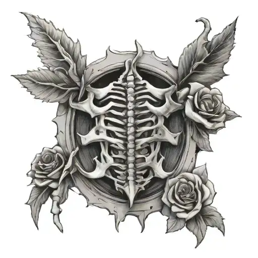 All Passes saying made of vertebrae tattoo design idea