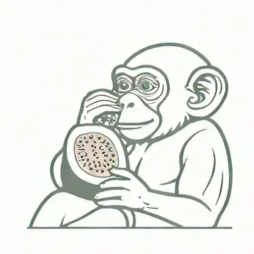 monkey eating watermelon slice tattoo design idea