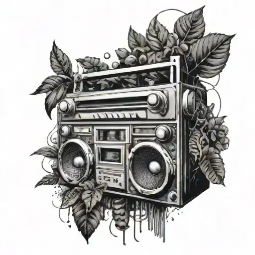 overgrown boombox tattoo design idea