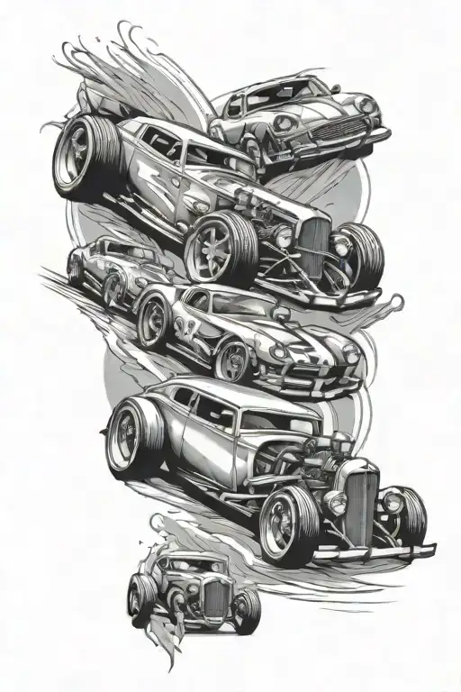 Cars racing tattoo design idea