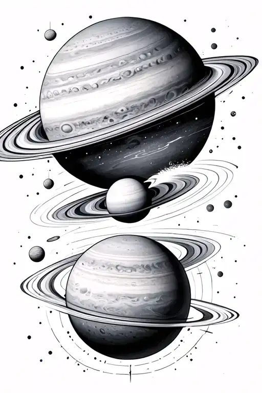 solar system planets and orbits abstract representation tattoo design idea