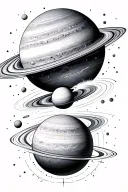 solar system planets and orbits abstract representation tattoo design idea
