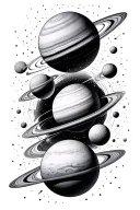 solar system planets and orbits abstract representation tattoo design idea