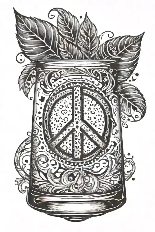 whiskey glass Peace and music inspired design tattoo design idea