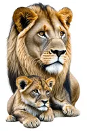 Lion and Cub sitting together tattoo design idea