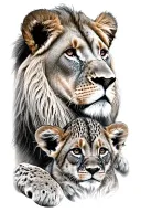 Lion and Cub sitting together tattoo design idea