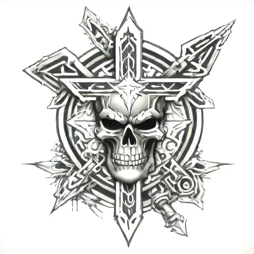 cyber cross tattoo design idea