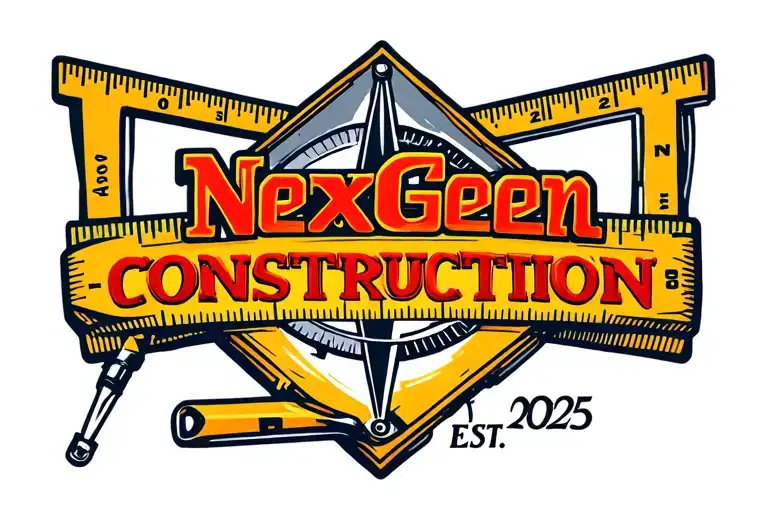 "NexGen Construction EST. 2025" Combine the NexGen Construction EST. 2025 logo with a compass and ruler, symbolizing precision and innovation in construction tattoo design idea