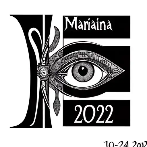 I want a medium to large piece with the name Mariana, an Ankh, the eye of ra, the eye of horus, the date 10/24/2022 tattoo design idea