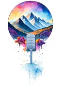 a gravestone with a mountain range in the background tattoo design idea