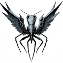 cyberpunk mantis blades instead of wings tattoo design idea