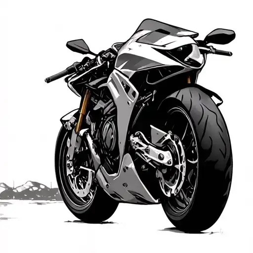 motorcycle sportbike merging together tattoo design idea