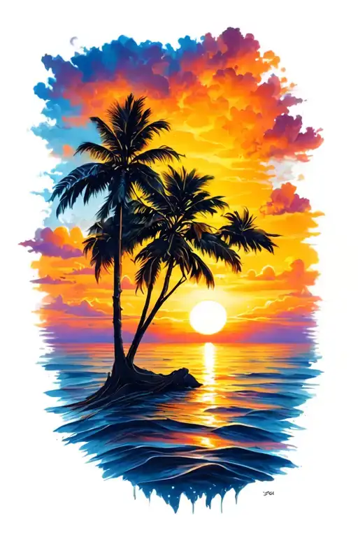Sunset tattoo design idea