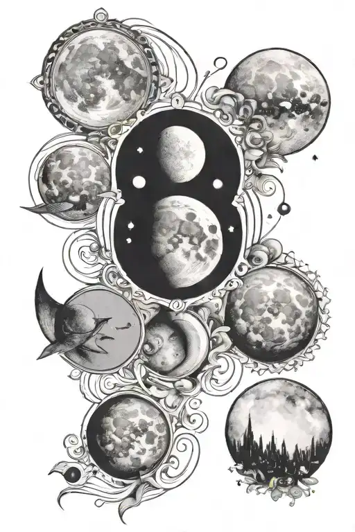 lunar phases tattoo design idea