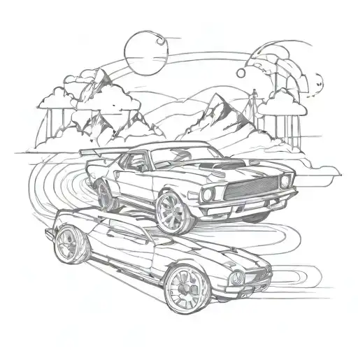 car drifting tattoo design idea