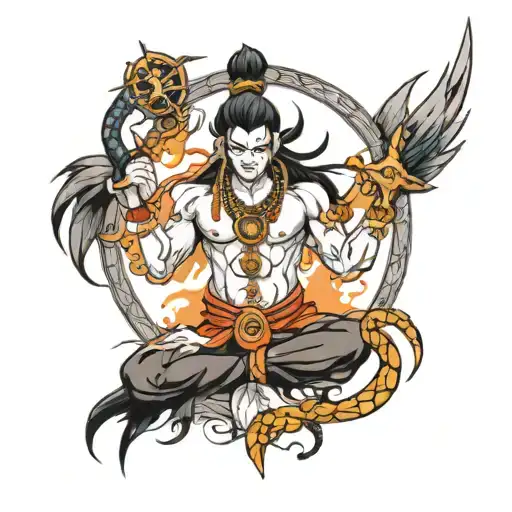 Anime based tatto representing mahadev tattoo design idea