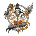 Anime based tatto representing mahadev tattoo design idea