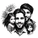 dad of a son and 2 daughters  tattoo design idea