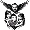 dad of a son and 2 daughters  tattoo design idea