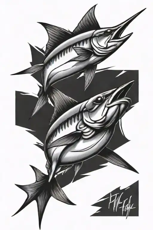 graffiti marlin fish tattoo design idea
