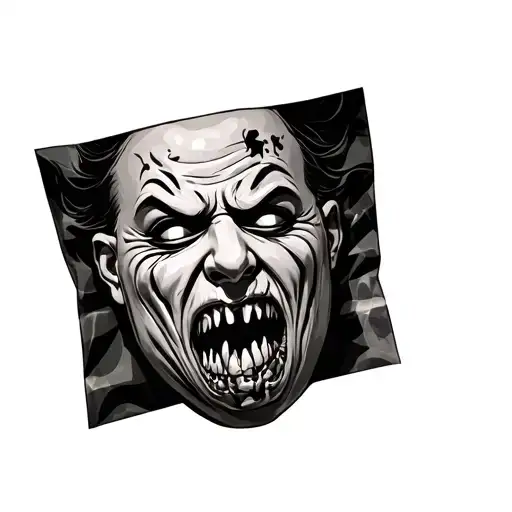 paper bag mask with ugly on the forehead tattoo design idea