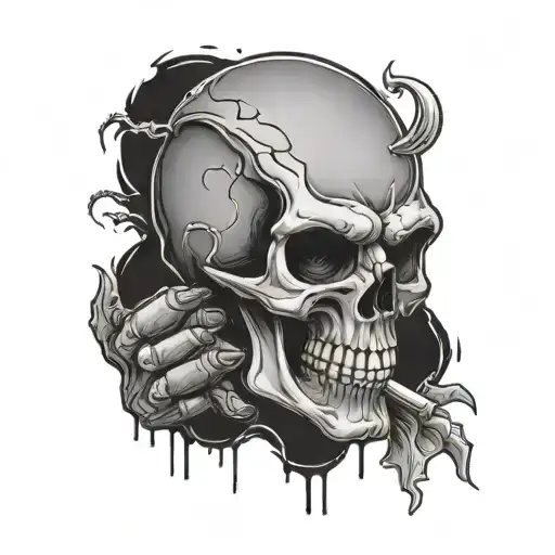 skull with a middle finger  tattoo design idea