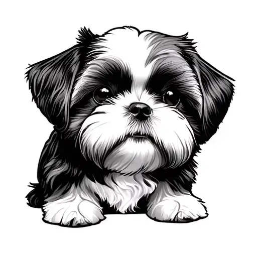 shih tzu dog sits tattoo design idea