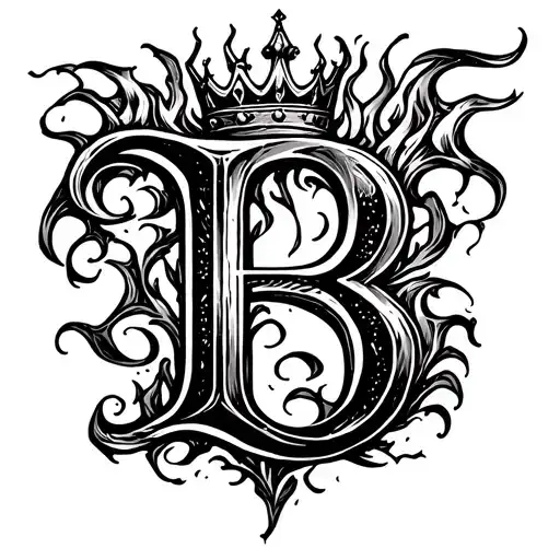 letter b with a crown on top make the whole thing look like its on fire  tattoo design idea