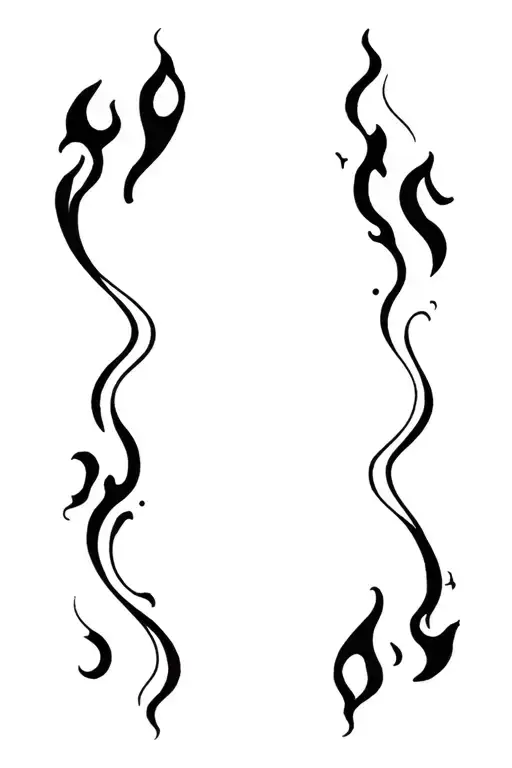 Minimalist black flames circulating the forearm tattoo design idea