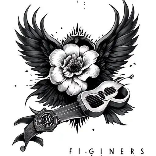 black and grey style tattoo based on foo fighters "echos, silence, patience and grace" album art tattoo design idea