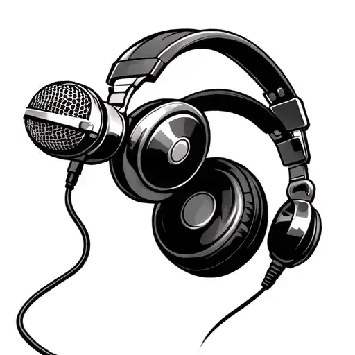 DJ headphones with old school microphone  tattoo design idea