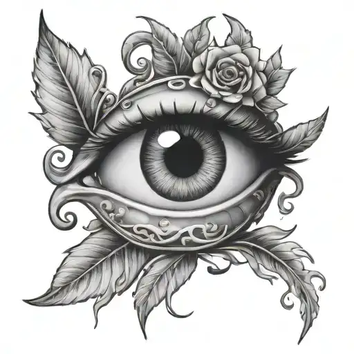gorgon eye plant tattoo design idea