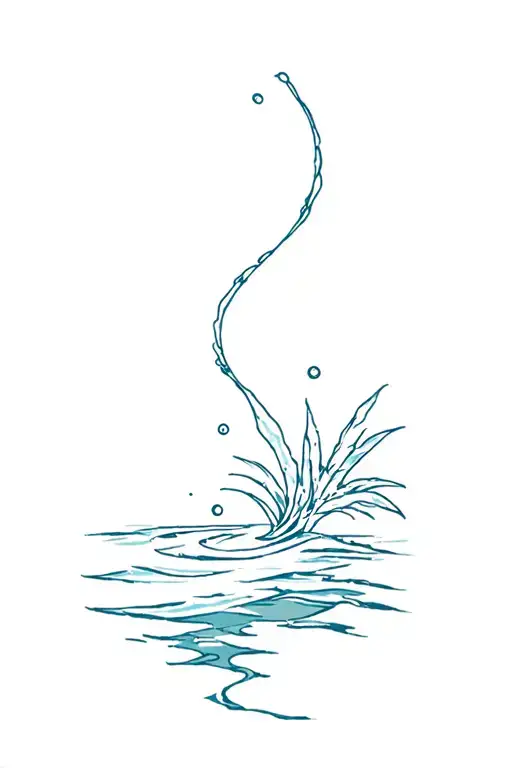 Create a tattoo for me that has water elements and Hawaiian style. I want it to be small, not too detailed, and represen tattoo design idea