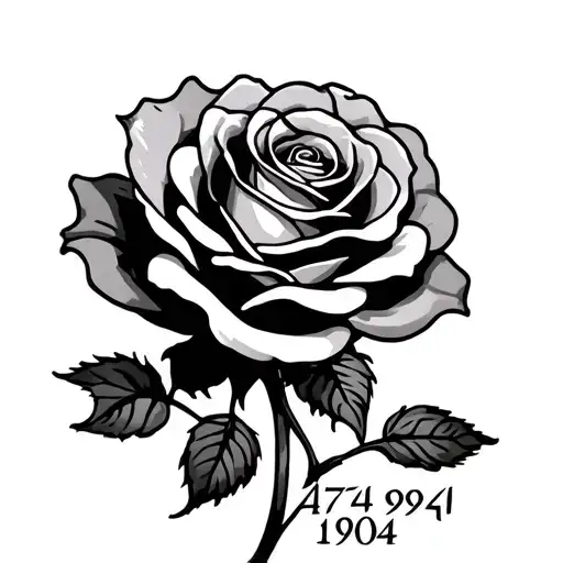 give me tattoos where there will be roses with the numbers 1974, 1981, 2004 in them tattoo design idea