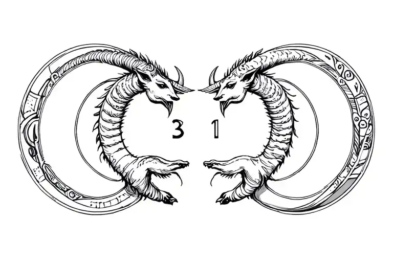2 Gemini 1 Capricorn symbol tattoo design idea