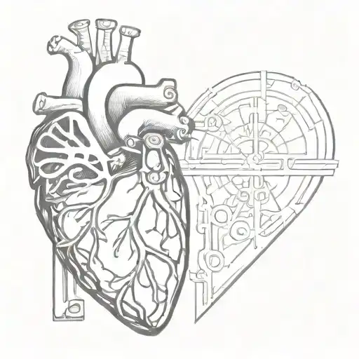 anatomical heart and skeleton key tattoo design idea