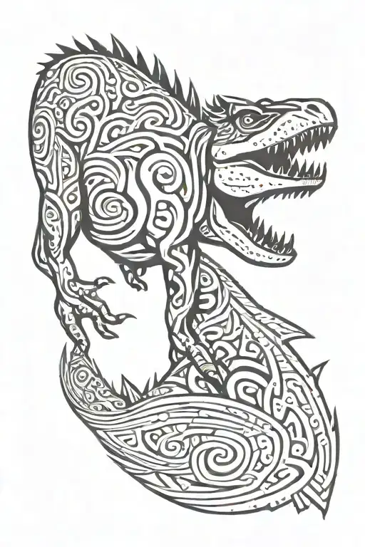 carnotaurus in tribal lines tattoo design idea