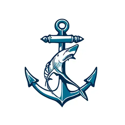 anchor and shark tattoo design idea