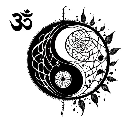 Sleeve tattoo subjects dream catcher who dissolves one third yin yang mandala om sign techno writing tattoo design idea