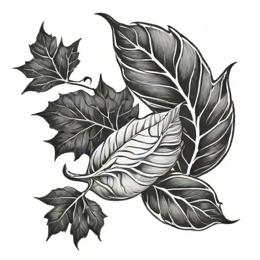 fall and cute leafy hand design or sleeve  tattoo design idea